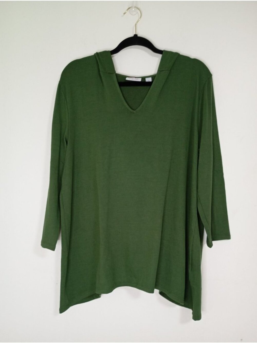Sweet Pea By New York & Co Green V-Neck 3/4 Sleeve High-Low Tunic Top XL